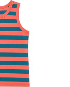 Coral Teal Striped <b>Men</b> Cotton Tank Top Sleeveless <b>Vest</b> Casual Summer <b>Beach</b> Gym Fitness Shirt Breathable Loose Fit Streetwear - Product Image 4