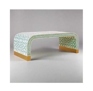 Tabouret en os incrusté pour salon, 100% os de buffle naturel, design américain moderne, motif floral, pour mariage et fête - Product Image 2
