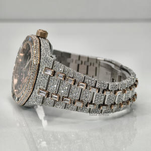 นาฬิกาเพชรโมอิสซาไนต์ VS1 สไตล์ฮิปฮอปสุดหรู ตัวเรือนสแตนเลสสำหรับผู้ชาย ประดับเพชรแบบ Buss Down นาฬิกาเพชรแบบ Iced Out เครื่องประดับสุดหรู - Product Image 2