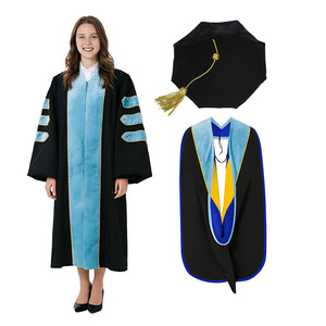 Ensemble de cérémonie unisexe pour enfants : toge, toque et pompon en polyester, personnalisable (couleur, logo), pour lycée et université - Product Image 1