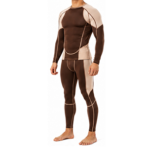 Ensemble de vêtements de sport pour hommes, combinaison de compression respirante à séchage rapide, chemise à manches longues et pantalon, vêtements de sport extensibles pour la course à pied, la salle de sport et l'entraînement - Product Image 3
