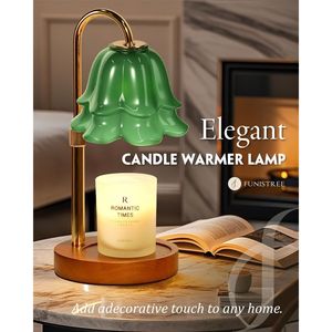 Lampada Scaldacandele Verde Regolabile in Altezza con Timer e Dimmer, Regalo di Compleanno o San Valentino per Mamma o Donna, Design Floreale - Product Image 4