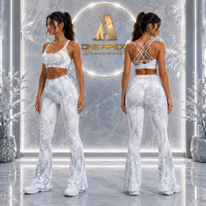 Custom Women Snowflake Yoga Set <b>Flare</b> <b>Leggings</b> Sports Bra Winter Fitness Activewear Workout Clothing Set - Product Image 1
