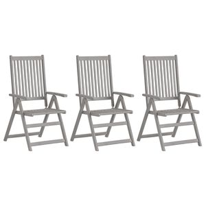 3-Piece Patio <b>Reclining</b> <b>Garden</b> <b>Chairs</b> with Cushions Solid Acacia <b>Wood</b> - Product Image 2