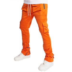 Pantalones Cargo de Cuero con Bolsillos y Corte Ajustado, Personalizados con Logotipo OEM, Pantalones Jogger con Cierre y Cintura Elástica para Hombre - Product Image 1