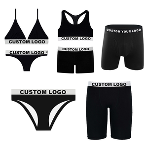 Nouvelle conception, logo personnalisé, ensemble soutien-gorge et culotte sexy grande taille pour femmes, dos nageur, maintien moyen, pour yoga et sport - Product Image 2