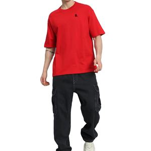 T-shirt pour homme en coton et fibre de bambou de qualité supérieure, couleur unie, surdimensionné, lourd, vintage, taille plus, respirant, vierge - Product Image 1