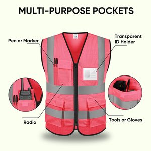 Chalecos de Seguridad Reflectantes de Malla para Hombre y Mujer, Chaleco de Alta Visibilidad con Bolsillos, Ropa de Seguridad para la Construcción, Chaleco de Trabajo de Neón - Product Image 2