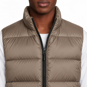 Gilet matelassé rose pour homme, col montant, fermeture éclair, sans manches, rembourré de duvet, vêtement d'extérieur pour l'hiver - Product Image 6