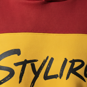 Sweat-shirt décontracté en coton pour femme Stylro, color block rouge et jaune, avec imprimé lettres sur le devant, idéal pour l'automne - Product Image 5