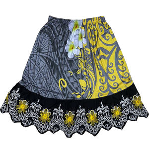New Arrival Polynesian Printed Breathable <b>Women</b> Traditional Polyester Pleated Knee-Length Skirt High Quality - Product Image 3