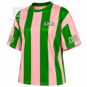 Custom Alpha Kapa Alpha Sorority Sweatshirt Striped Short Sleeve green & pink Casual Style for female with polyester lining - Product Image 2