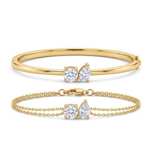 Women's Baguette Diamond <b>Bracelet</b> Bangle Synthetic (Lab Grown) IGI Certified Elegant Luxurious Jewelry Rhodium Plated 14K Yellow - Product Image 2