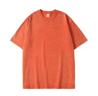 Camiseta de Manga Corta para Hombre, Estilo Acid Wash, Corte Holgado, Transpirable, de Algodón Jersey, con Diseño Liso