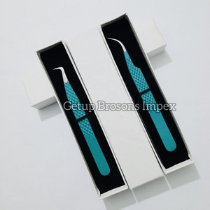 Pince à épiler professionnelle verte pour extensions de cils, en acier inoxydable, antidérapante, pour isolation de cils en volume, outil de beauté de précision - Product Image 6