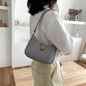 Gray PU <b>Leather</b> Messenger Bag Women Crossbody Shoulder Handbag Curved Tote <b>Purse</b> for Daily Use - Product Image 2