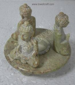 Proveedor Indio Ofrece Difusor de Aceite Aromático de Piedra de Jabón Triple Buda Hecho a Mano de Primera Calidad - Product Image 3