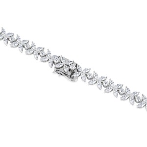 Collier tennis de luxe en or blanc 18 carats avec diamants de laboratoire floraux marquise et ronds - Product Image 4