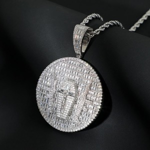 Collar de Jesús con Micro Pavé, Colgante Hip Hop con Dijes de Jesús, Joyería de Diamantes Baguette para Hombre, Protección Religiosa - Product Image 3