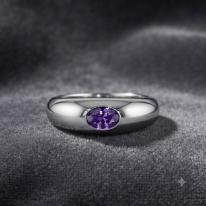 925 <b>Sterling</b> <b>Silver</b> Oval Amethyst Cut <b>Ring</b> Bezel Setting Classic Women's <b>Engagement</b> Gemstone <b>Ring</b> - Product Image 1