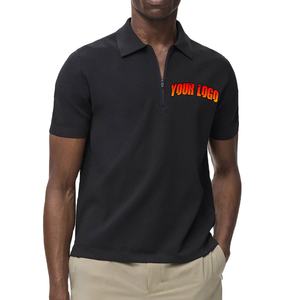 Polos de Golf negros personalizados de alta calidad para hombre, poliéster transpirable, venta al por mayor, características de secado rápido, camiseta Polo de manga corta - Product Image 1