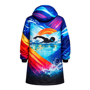 Performance Swim Parka <b>Long</b> Coat, Hooded <b>Waterproof</b> <b>Jacket</b> with Thermal Fleece Lining, Durable Design and Striking Swim Design - Product Image 3