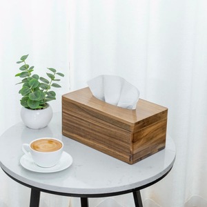 Handmade Wooden Tissue Box Cover Retro Design Brown Finish Decorative Home Accessory - Product Image 4