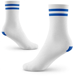 Chaussettes de sport respirantes à rayures blanches et bleues personnalisées, chaussettes de sport athlétiques unisexes, chaussettes décontractées de performance, vente en gros - Product Image 4