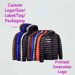 Wholesale Outdoor <b>Light</b> Warm Duck Feather Custom Logo Nylon Black Hooded Winter Bubble Puff Filled Down <b>Puffer</b> <b>Jackets</b> For Men - Product Image 4