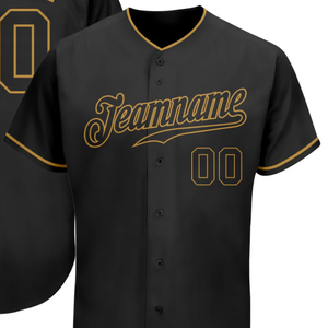 Maillot de baseball noir et or vieilli pour homme, boutonné, uniforme d'équipe, respirant, léger, pour tournoi sportif - Product Image 2