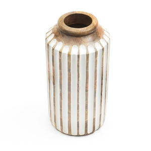 Vase à fleurs rond en bois de manguier, design gravé bohème, sculpture sur bois, pour la décoration intérieure - Product Image 3