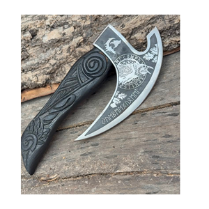 Handcrafted Builder's Hatchet Engraved Carbon Steel Blade (3 5/8in) Carved Wood <b>Handle</b> 3-Year Warranty for Camping Survival Use - Product Image 6