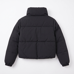 Womens <b>Cropped</b> <b>Puffer</b> <b>Jacket</b> Custom Logo Hooded Padded Quilted Winter Warm Short Trendy Coat Outdoor Streetwear Fashion - Product Image 3