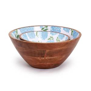 Tazón de Madera Esmaltada Hecho a Mano, Ecológico y Duradero, con Interior con Estampado Floral, para Servir Ensaladas y Uso Decorativo, Estilo Americano - Product Image 6