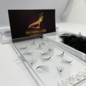 Extensiones de Pestañas Premade Volume Fans 10D 14mm Curva M Ultra Rápido Coreano PBT Cachemira Negro Mate Fácil de Aplicar - Product Image 6