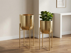 Macetas de Metal Doradas con Soportes Extraíbles, Elegantes Porta Macetas Decorativos, Modernos Exhibidores de Plantas para Interiores - Product Image 4
