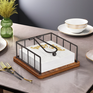 Hotel Restaurant Table Napkin & <b>Tissue</b> Box Wooden and Iron Napkin <b>Holder</b> for <b>Kitchen</b> Dining for Business & Home Use - Product Image 6