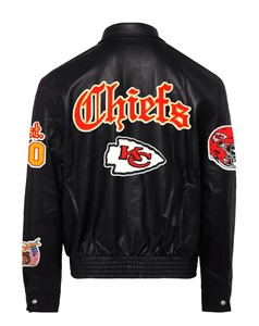 Chaqueta de Cuero Completa Estilo Inglés Antiguo de los Kansas City Chiefs en Color Negro - Product Image 2