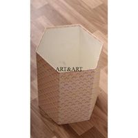 Poubelle en carton ouverte faite à la main en Inde, motif géométrique imprimé, écologique, rectangulaire, avec couvercle roulant, pour intérieur/extérieur