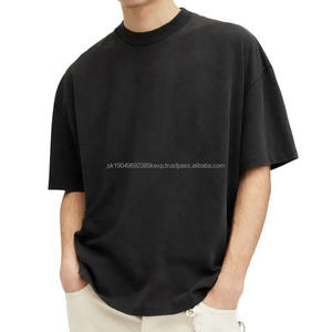 Camisetas Negras Lisas de 230g, 100% Algodón, Talla Única, Personalizadas con Impresión Puff, Hombros Caídos, Estilo Oversize para Hombre - Product Image 1