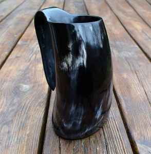 Nordic Buffalo Drinking Horn <b>Mug</b> Matching Stand Handmade Rustic Eco-Friendly <b>Large</b> Capacity Barware for Parties Gatherings - Product Image 4
