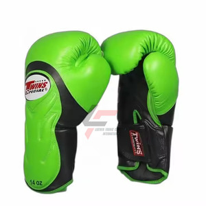 Guantes de Boxeo Muay Thai Profesionales Personalizados Modelo Twins Verde y Negro con Puño Largo, Cierre de Velcro, para Artes Marciales - Product Image 2