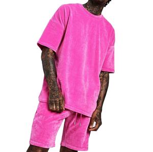 Ropa informal con logotipo personalizado, venta de fábrica, conjunto corto personalizado a juego para hombre, chándal de terciopelo, conjunto VelourTwin para mujer, transpirable - Product Image 1