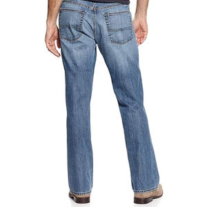 Jean en denim tissé coupe droite classique pour <span class=keywords><strong>homme</strong></span>, style décontracté urbain, coupe slim, bleu délavé, respirant, été/hiver, taille mi-haute, taille moyenne - Product Image 2