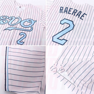 เสื้อเบสบอลโพลีเอสเตอร์ปักลายสำหรับเด็กผู้หญิง แคนาดา อเมริกา สีครีมและลายทางสีกรมท่า เสื้อเบสบอลแท้สำหรับทีมและสโมสร - Product Image 6