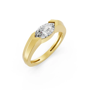 Bague de fiançailles solitaire en or rose 14 carats avec diamant de laboratoire taille marquise, demi-sertie, élégante, minimaliste, fine, pour mariage et anniversaire - Product Image 6