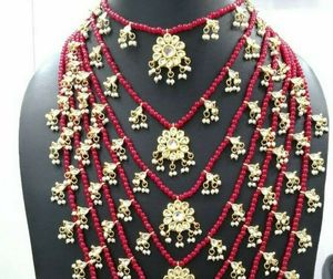 Indian Stylish Layered Pearl Rani Haar Long Kundan Necklace Zircon Alloy Jewellery Set Wedding Engagement Party Gift Hiphop Gold - Product Image 2