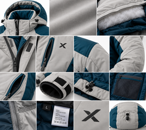 Vêtements de randonnée personnalisés pour l'hiver et les conditions climatiques froides |   Blocs de couleur vert sarcelle, six variations de couleurs |   Vêtements de randonnée pour hommes | - Product Image 4