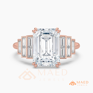 14K Rose Gold Asscher Cut Moissanite Engagement Ring Vintage Bridal Jewelry Gift Women USA Trend - Product Image 6