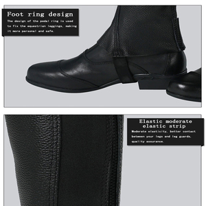 Bottes d'équitation en cuir noir avec fermeture à pression latérale pour usage équestre, haute qualité, 100% cuir, style western, pour courses hippiques. - Product Image 6